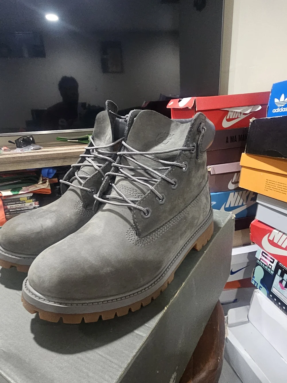 Gray Men's Lace-Up Work Boots - Unbranded